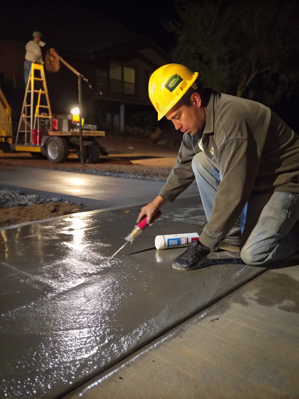 A concrete surface being sealed, demonstrating the application process and the protective layer being formed, highlighting the long-term benefits.
